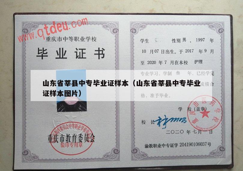 山东省莘县中专毕业证样本（山东省莘县中专毕业证样本图片）
