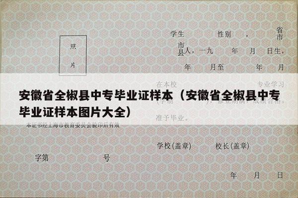 安徽省全椒县中专毕业证样本（安徽省全椒县中专毕业证样本图片大全）
