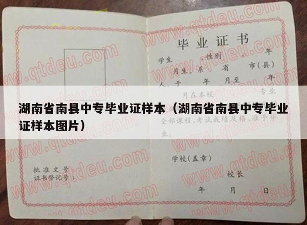湖南省南县中专毕业证样本（湖南省南县中专毕业证样本图片）