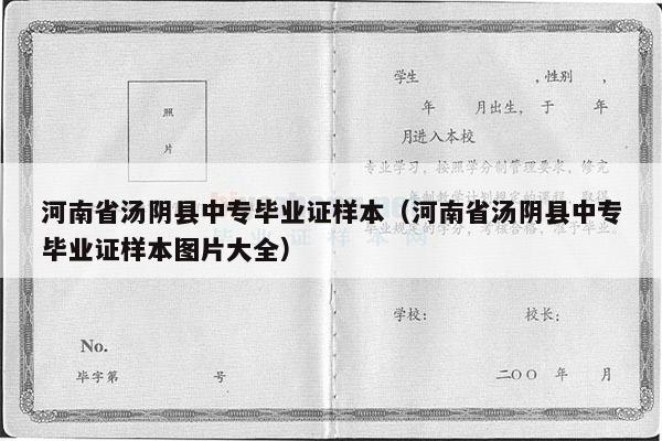 河南省汤阴县中专毕业证样本（河南省汤阴县中专毕业证样本图片大全）