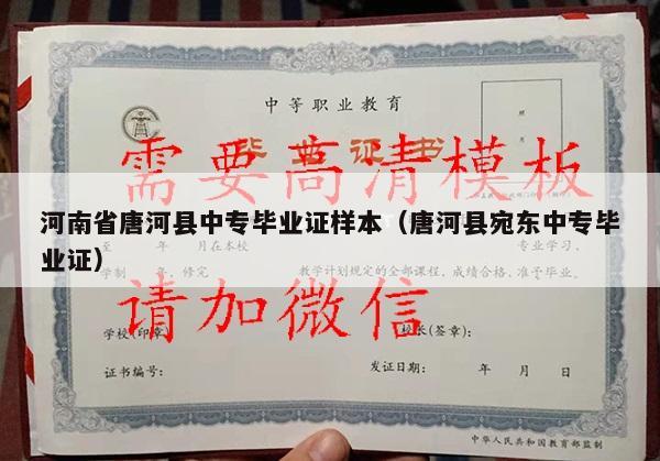 河南省唐河县中专毕业证样本（唐河县宛东中专毕业证）