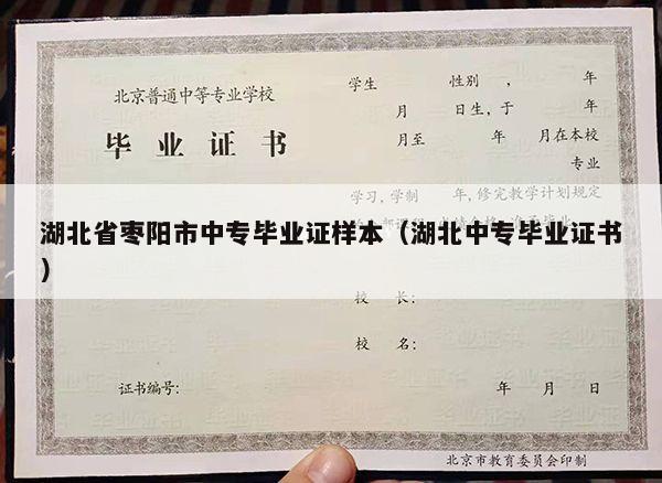 湖北省枣阳市中专毕业证样本（湖北中专毕业证书）