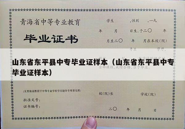 山东省东平县中专毕业证样本（山东省东平县中专毕业证样本）