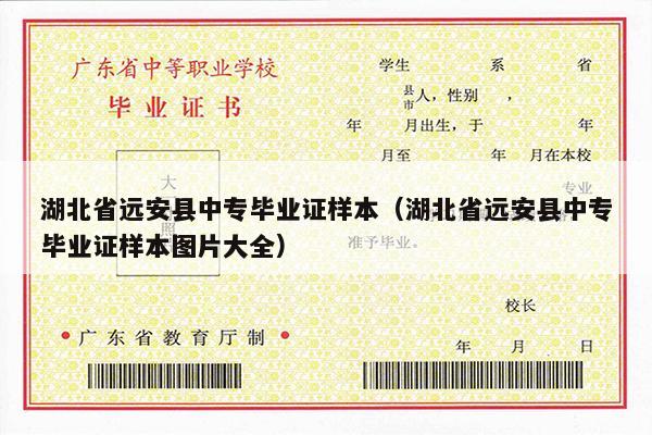 湖北省远安县中专毕业证样本（湖北省远安县中专毕业证样本图片大全）