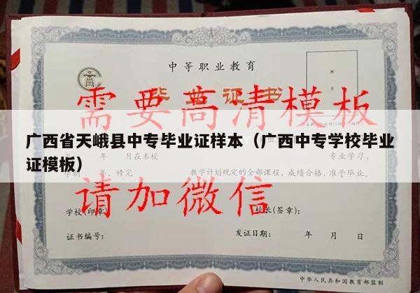 广西省天峨县中专毕业证样本（广西中专学校毕业证模板）