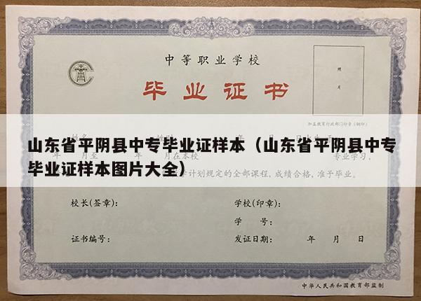 山东省平阴县中专毕业证样本（山东省平阴县中专毕业证样本图片大全）