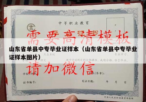 山东省单县中专毕业证样本（山东省单县中专毕业证样本图片）