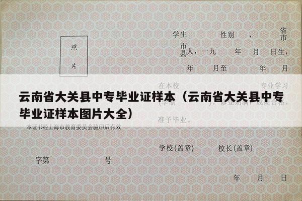 云南省大关县中专毕业证样本（云南省大关县中专毕业证样本图片大全）