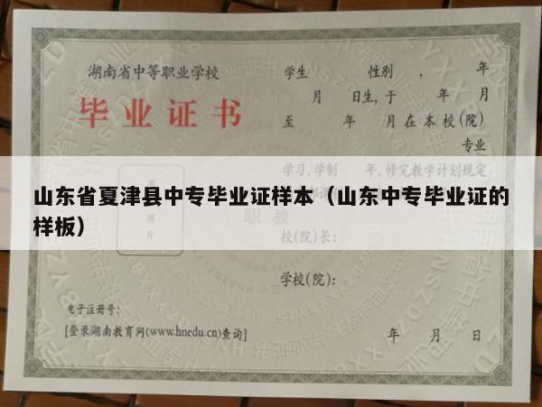 山东省夏津县中专毕业证样本（山东中专毕业证的样板）