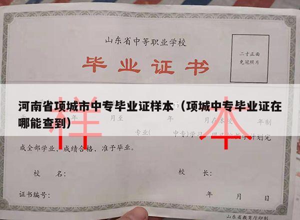 河南省项城市中专毕业证样本（项城中专毕业证在哪能查到）