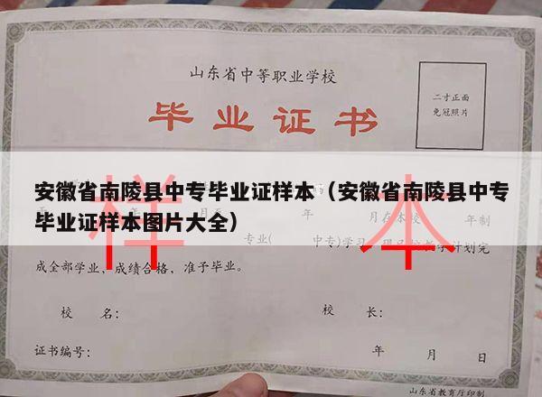 安徽省南陵县中专毕业证样本（安徽省南陵县中专毕业证样本图片大全）