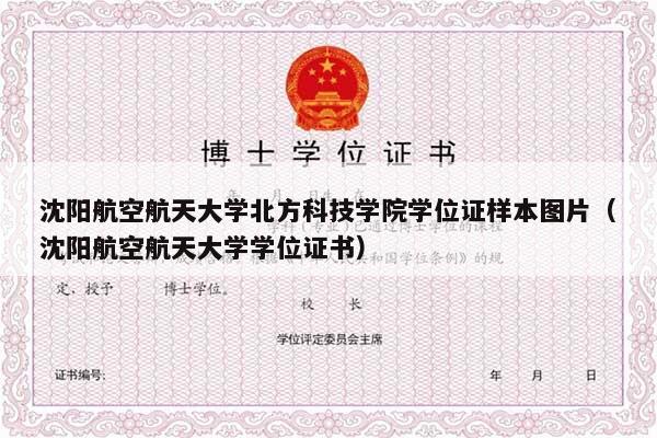 沈阳航空航天大学北方科技学院学位证样本图片（沈阳航空航天大学学位证书）