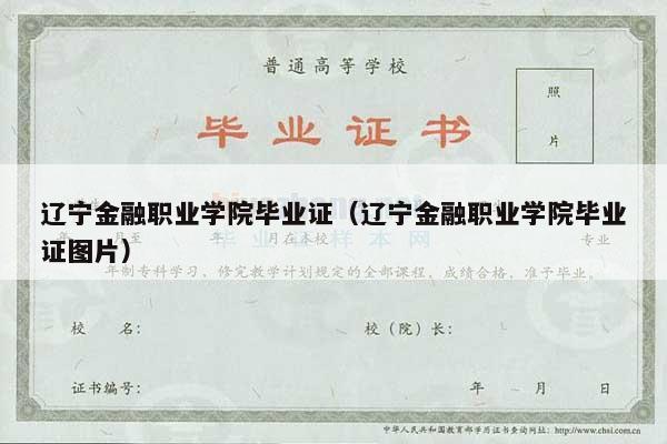 辽宁金融职业学院毕业证（辽宁金融职业学院毕业证图片）