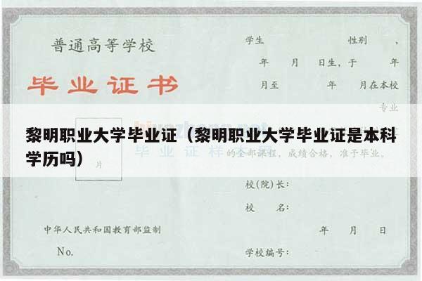黎明职业大学毕业证（黎明职业大学毕业证是本科学历吗）