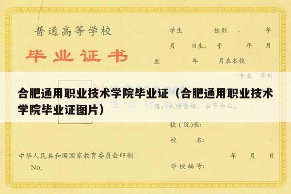 合肥通用职业技术学院毕业证（合肥通用职业技术学院毕业证图片）