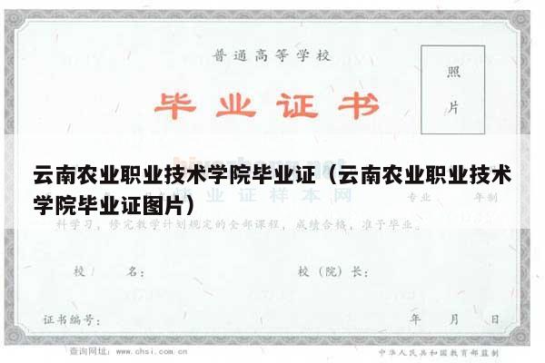 云南农业职业技术学院毕业证（云南农业职业技术学院毕业证图片）