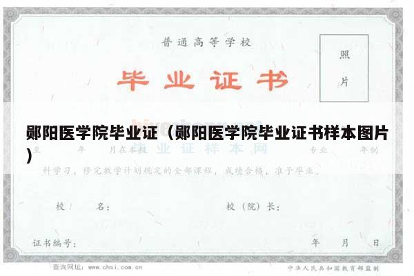 郧阳医学院毕业证（郧阳医学院毕业证书样本图片）
