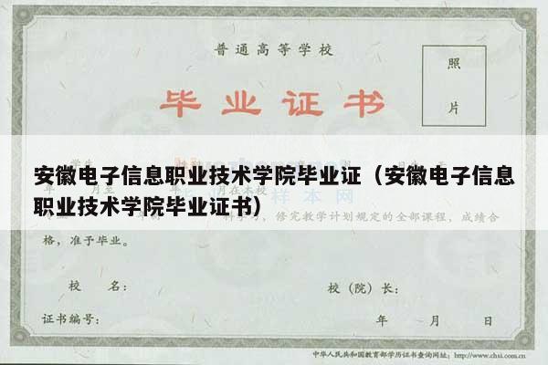 安徽电子信息职业技术学院毕业证（安徽电子信息职业技术学院毕业证书）