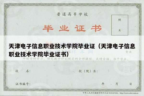 天津电子信息职业技术学院毕业证（天津电子信息职业技术学院毕业证书）