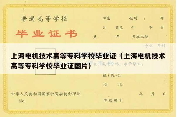 上海电机技术高等专科学校毕业证（上海电机技术高等专科学校毕业证图片）